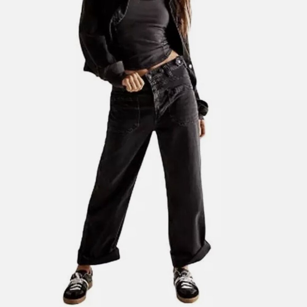 NWT Free People Palmer Cuff Jean, Carbon (black), Size 30